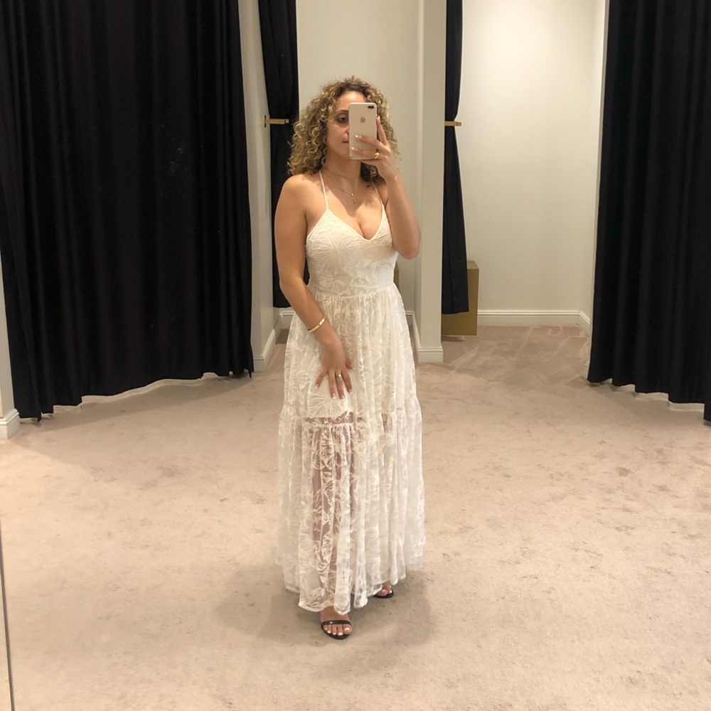 White lace embroidered Maje dress